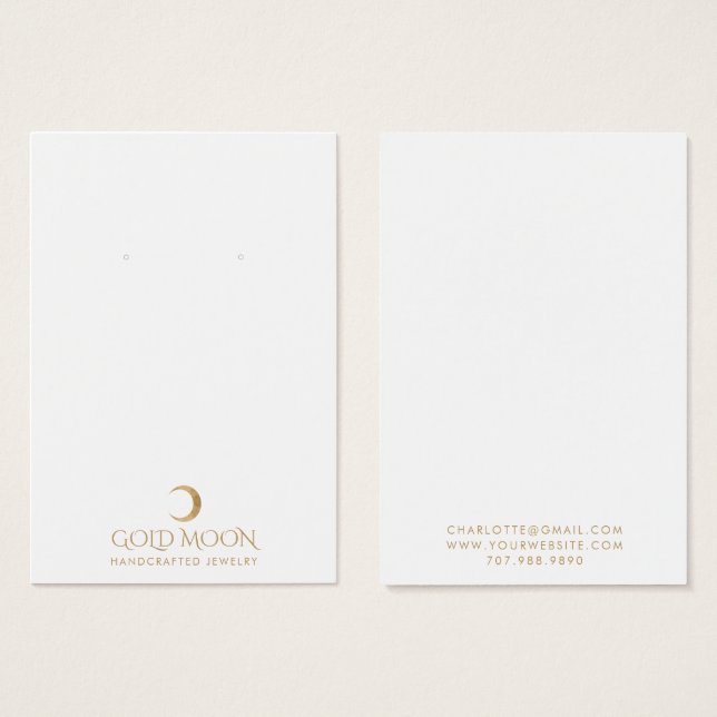 Typography Gold Moon Earring Jewelry Display Card (Front & Back)