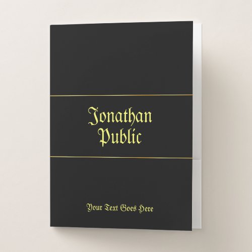 Typography Gold Name Old Style Font Template Pocket Folder