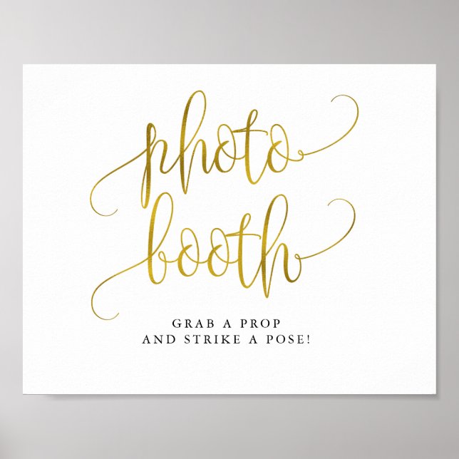 Typography gold photo booth wedding sign (Front)