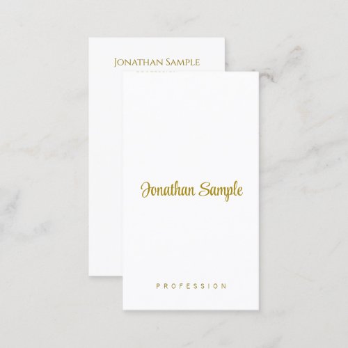 Typography Gold Text Modern Elegant Vertical Business Card