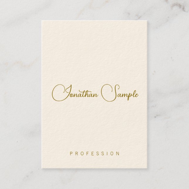 Typography Gold Text Template Modern Vertical Business Card (Front)