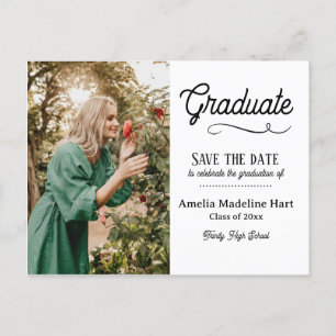 Typography Graduate Modern Save The Date Photo Announcement Postcard