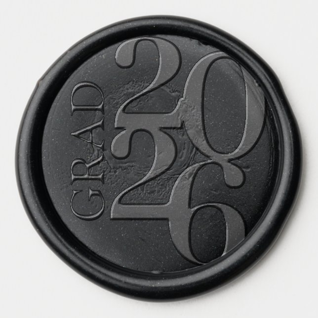Typography Graduation Class Year Wax Seal Sticker (Front)