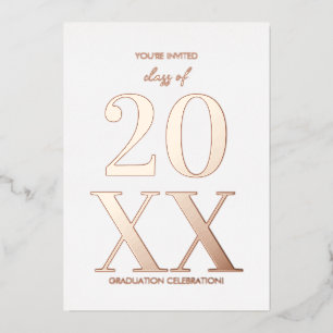 Typography Graduation Party Invitation Rose Gold Foil Invitation