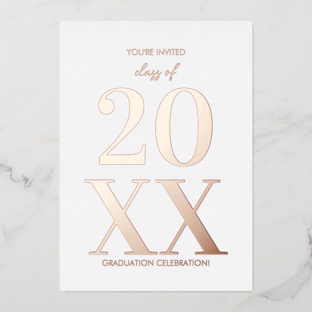 Typography Graduation Party Invitation Rose Gold Foil Invitation (Front)