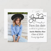 Typography Graduation Party | Save The Date Photo Announcement Postcard (Front/Back)