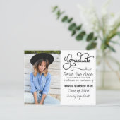 Typography Graduation Party | Save The Date Photo Announcement Postcard (Standing Front)