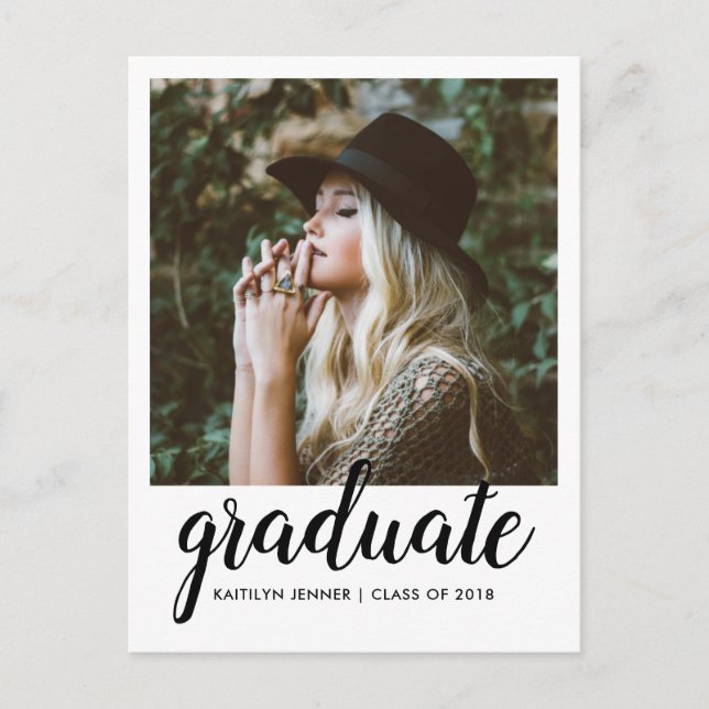 Typography Graduation Party | Save The Date Photo Postcard (Front)