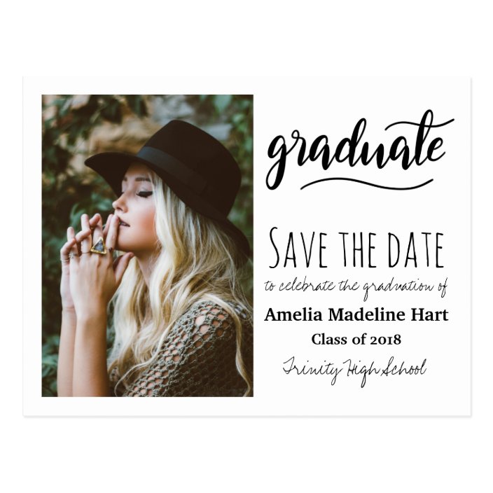 Typography Graduation Party Save The Date Photo Postcard Zazzle
