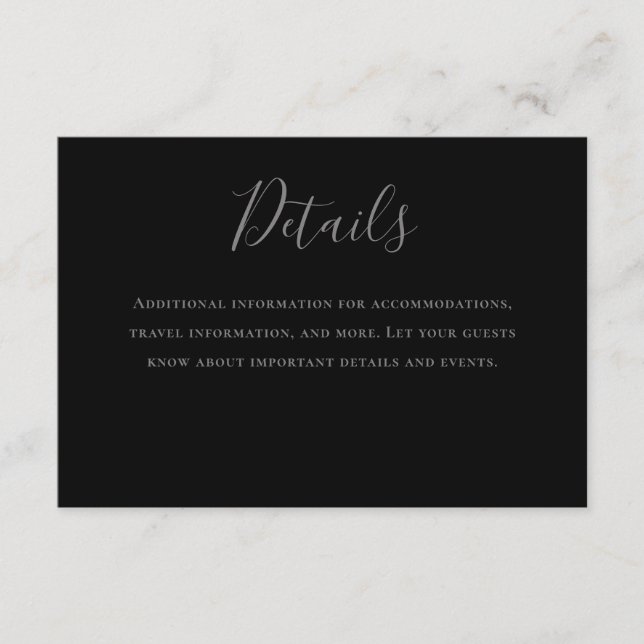 Typography Gray Black Wedding Details Enclosure Card (Front)