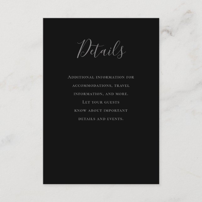 Typography Gray Black Wedding Details Enclosure Card (Front)