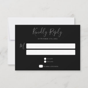 Typography Gray Black Wedding RSVP Card