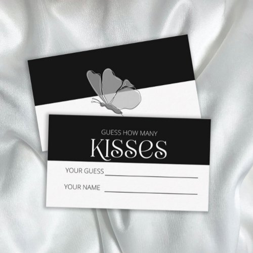 Typography guess how many kisses bridal game enclosure card