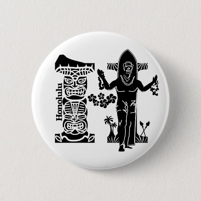 Typography H(Honolulu: USA) Pinback Button (Front)