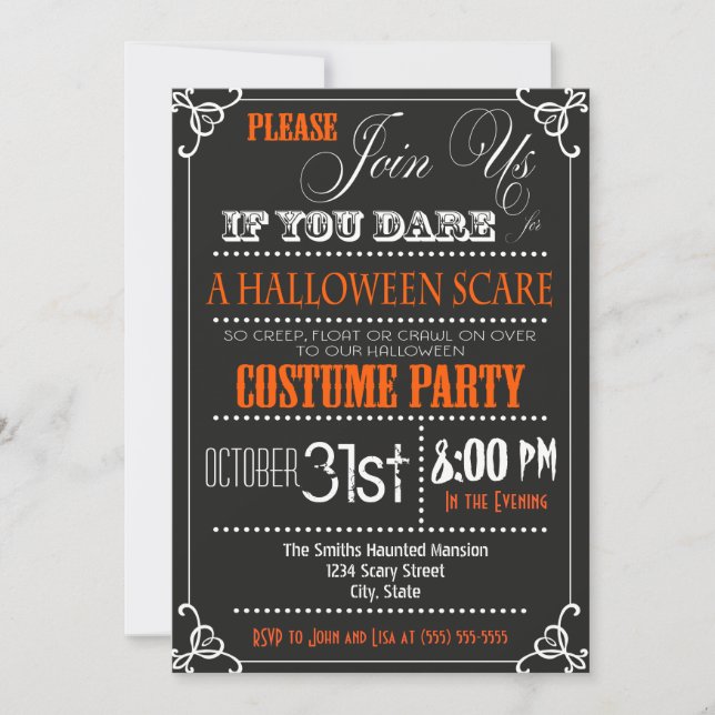 Typography Halloween Party Invitation (Front)