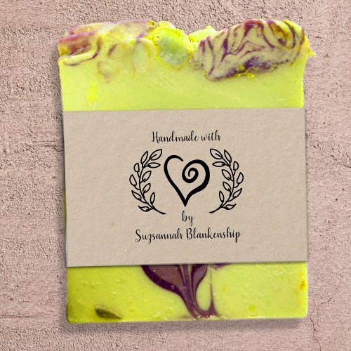 Typography Handmade Curly Heart Wreath Custom Rubber Stamp