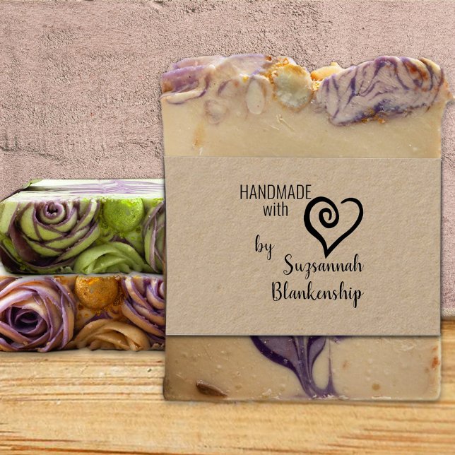 Typography Handmade Custom Name Fat Curly Heart Rubber Stamp (Creator Uploaded)