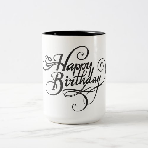 Typography Happy Birthday Mug