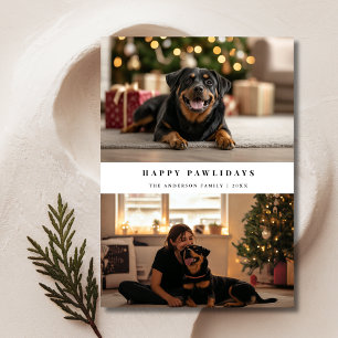 Typography Happy Pawlidays Pet Dog Christmas Photo Holiday Card