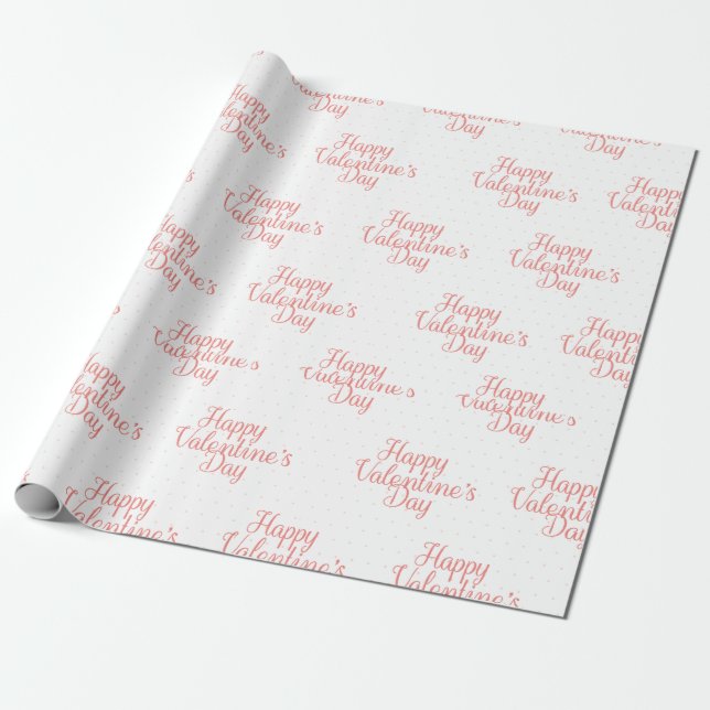 Typography Happy Valentines Day Gift Wrapping Paper (Unrolled)