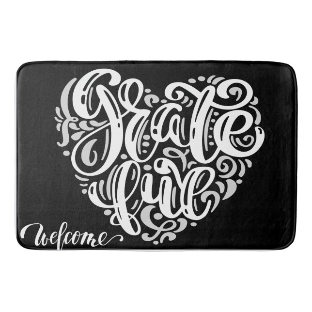 Typography Heart Bath Mat (Front)