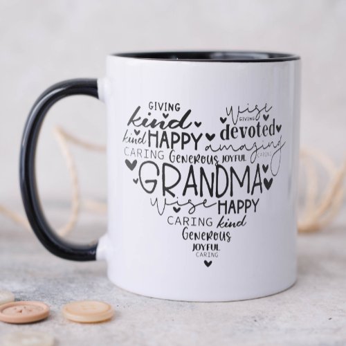 Typography Heart Grandma Mug