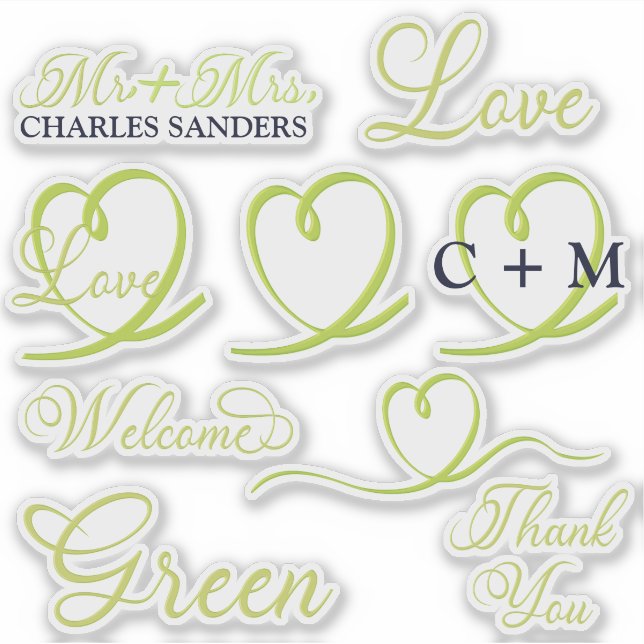 Typography Heart  Monogram Sticker  (Front)