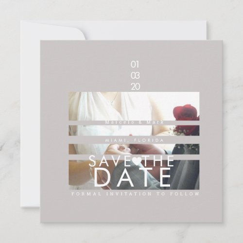 Typography Hearts Save The Dates Photo Blinds Card