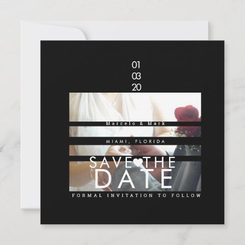 Typography Hearts Save The Dates Photo Blinds Card