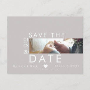 Typography Hearts Save The Dates Thin Photo  Postcard