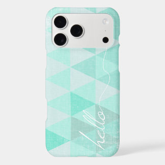 Typography Hello Mint Abstract Triangle Pattern iPhone 17 Pro Max Case