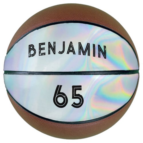 Typography Holographic Name Player Number Custom Basketball