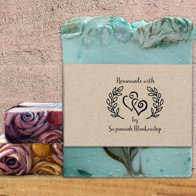 Typography Homemade Linked Hearts Wreath Custom Rubber Stamp (Creator Uploaded)