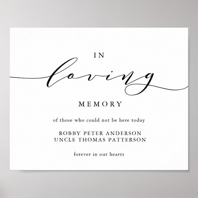 Typography in loving memory wedding sign memorial (Front)