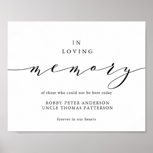 Typography in loving memory wedding sign memorial