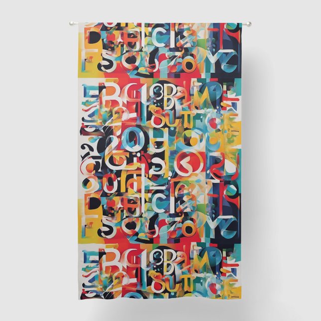Typography in Various Colours  Blackout Curtains (Front)