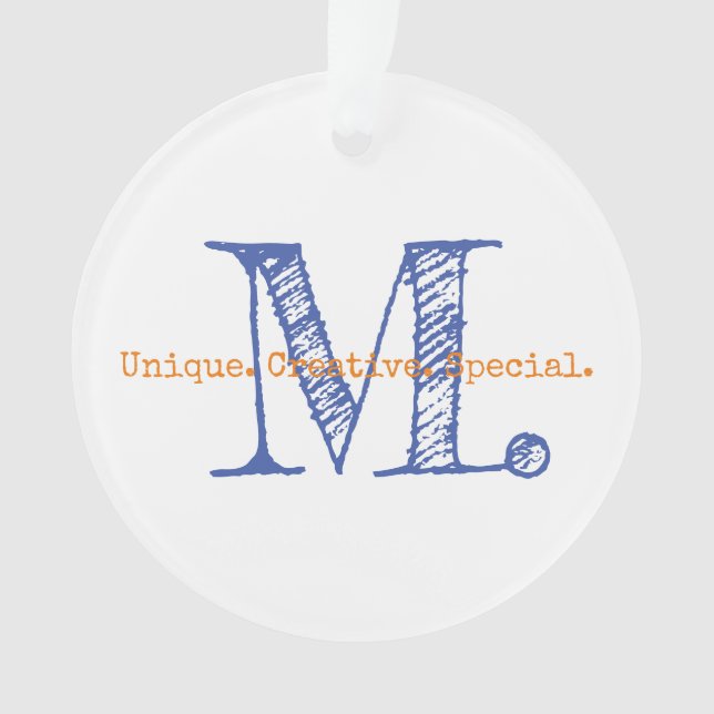 Typography Initial Affirmation Words Keepsake Ornament (Front)