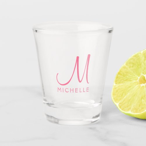 Typography Initial Monogram Name Template Pink Shot Glass