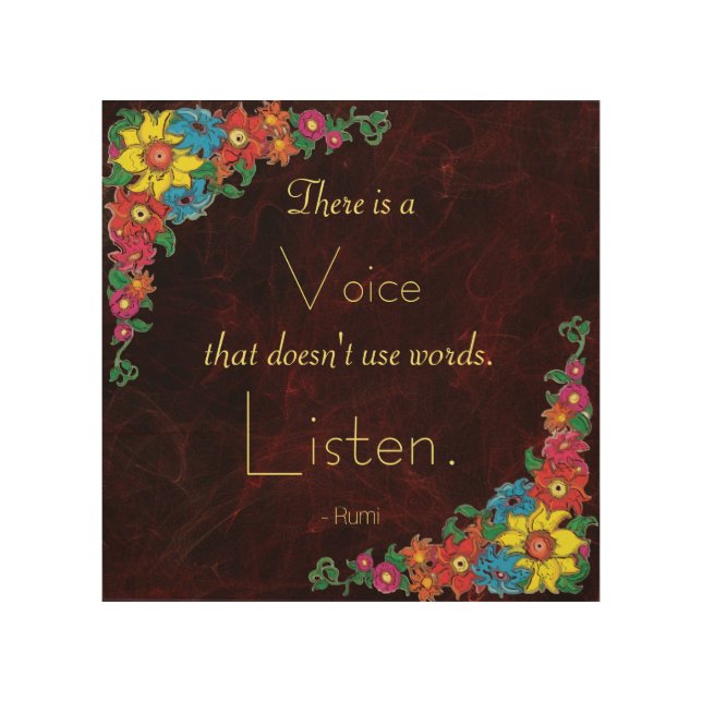 Typography - Inspirational Quote by Rumi Wood Wall Art (Front)