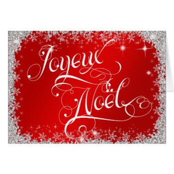 Typography Joyeux Noël Beautiful Red Personalize Card 