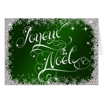 Typography Joyeux Noël Emerald Green Personalize Card 