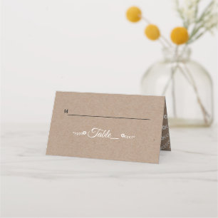Typography kraft paper rustic wedding escort card