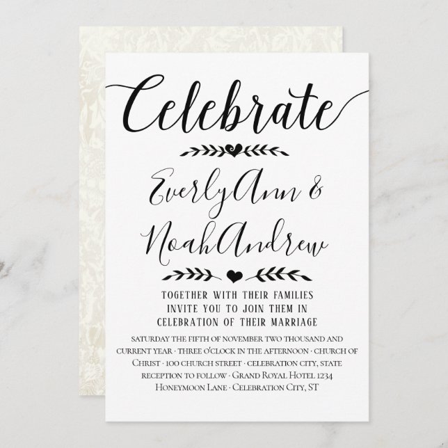 Typography Kraft Paper Wedding Invitations (Front/Back)