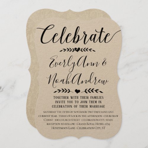 Typography Kraft Paper Wedding Invitations