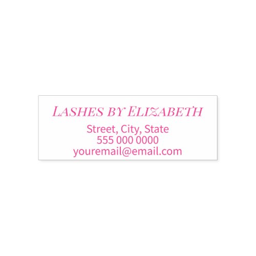 Typography Lashes Studio Name Return Address Phone Self-inking Stamp