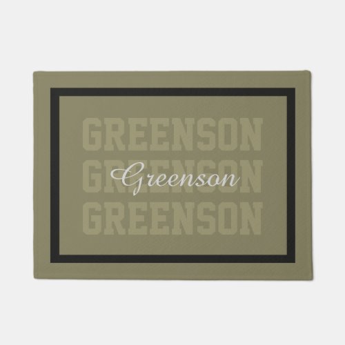 Typography Lastname Repeated Green any Color Doormat