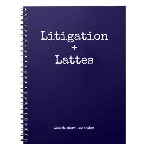 Typography Latte Study Law Student Trendy Blue Notebook
