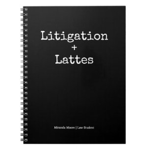 Typography Latte Study Law Student Trendy Ledger  Notebook