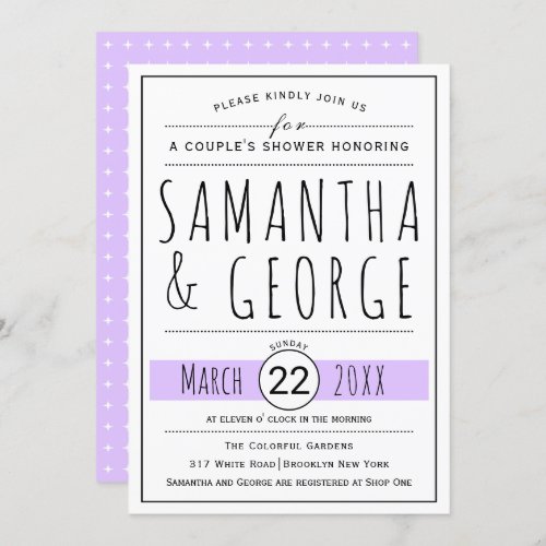 Typography lavender wedding couples shower invitation