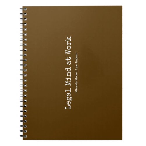 Typography Legal Mind Law Student Trendy Brown Notebook